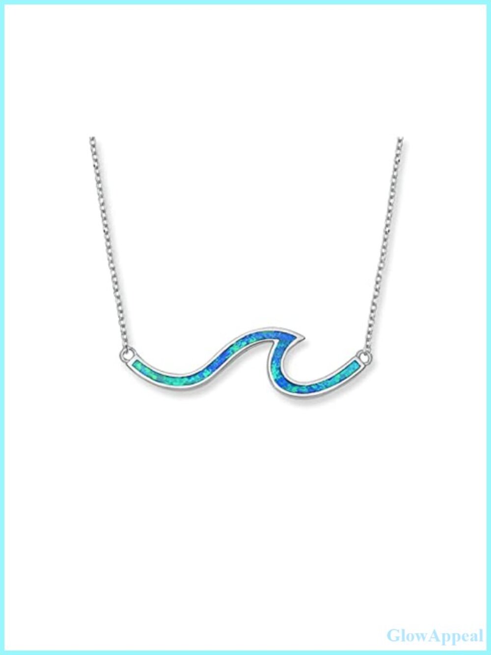 925 Sterling Silver Ocean Wave Pendant Necklace Opal Beach Jewelry Gift